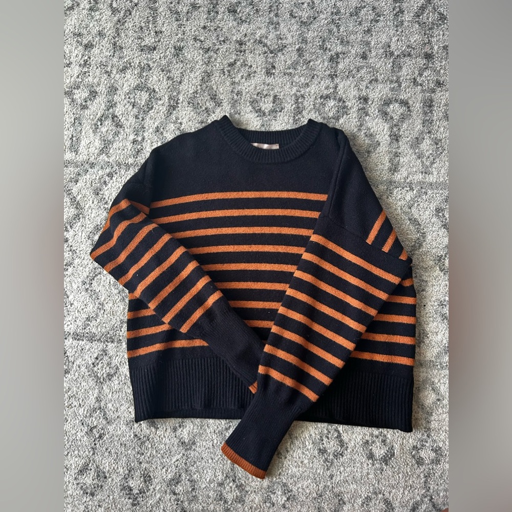 Philosophy women’s striped fall sweater - brown and black